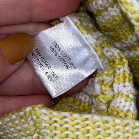 TRINA TURK Ashbridge Knit Cardigan Sweater Yellow White Striped Size Small - Picture 9 of 10